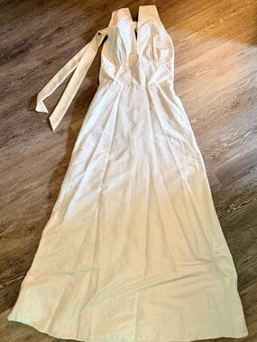 White Silk Wedding Dress with Satin Back Tie